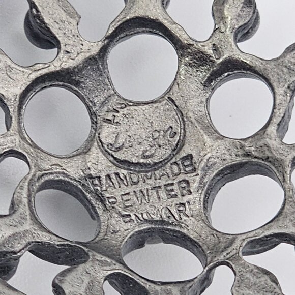 VTG Necklace Pendant Silver Tone Pewter Round Denmark Retro Whimsigoth Floral 2" - Picture 3 of 16